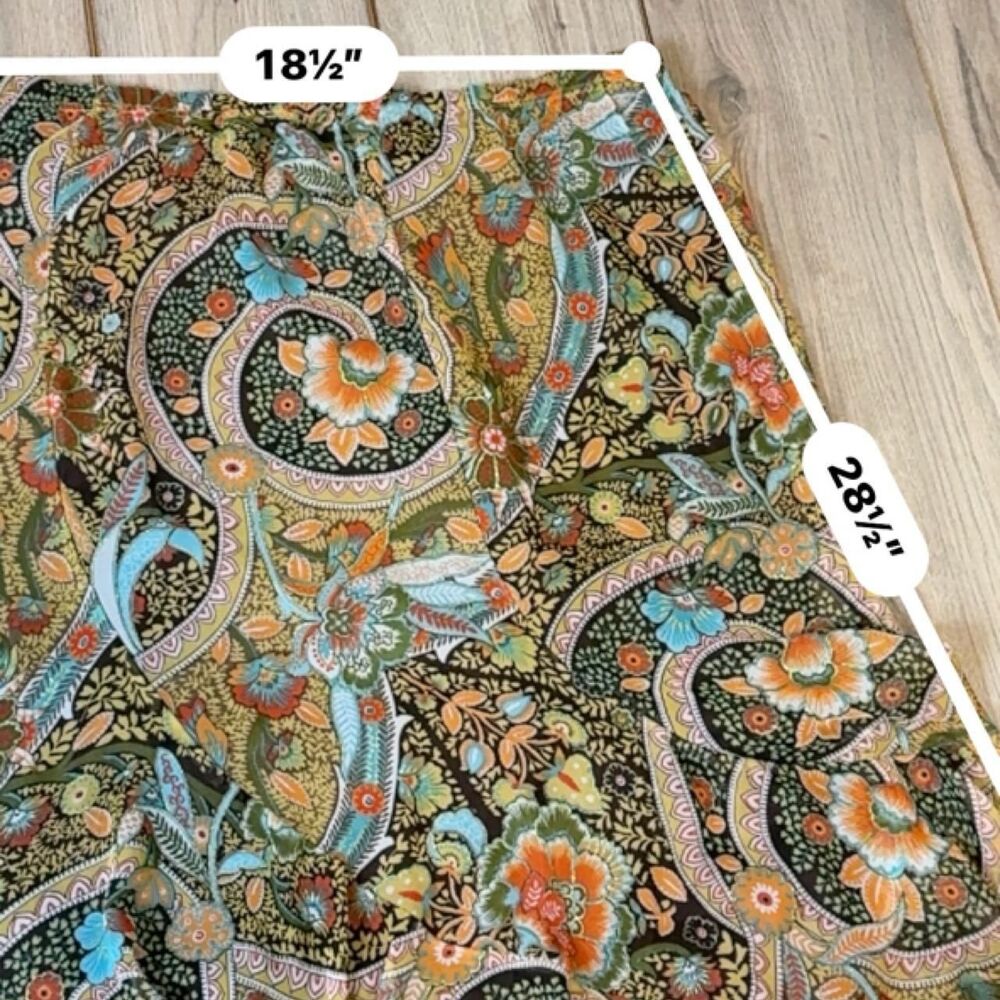 Studio 1940 brown and orange paisley print skirt with ruffle hem (18/20W) - Picture 5 of 5
